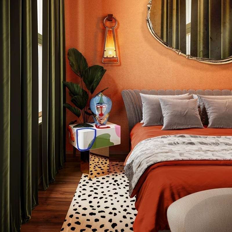 Fauves nightstand in a eclectic bedroom