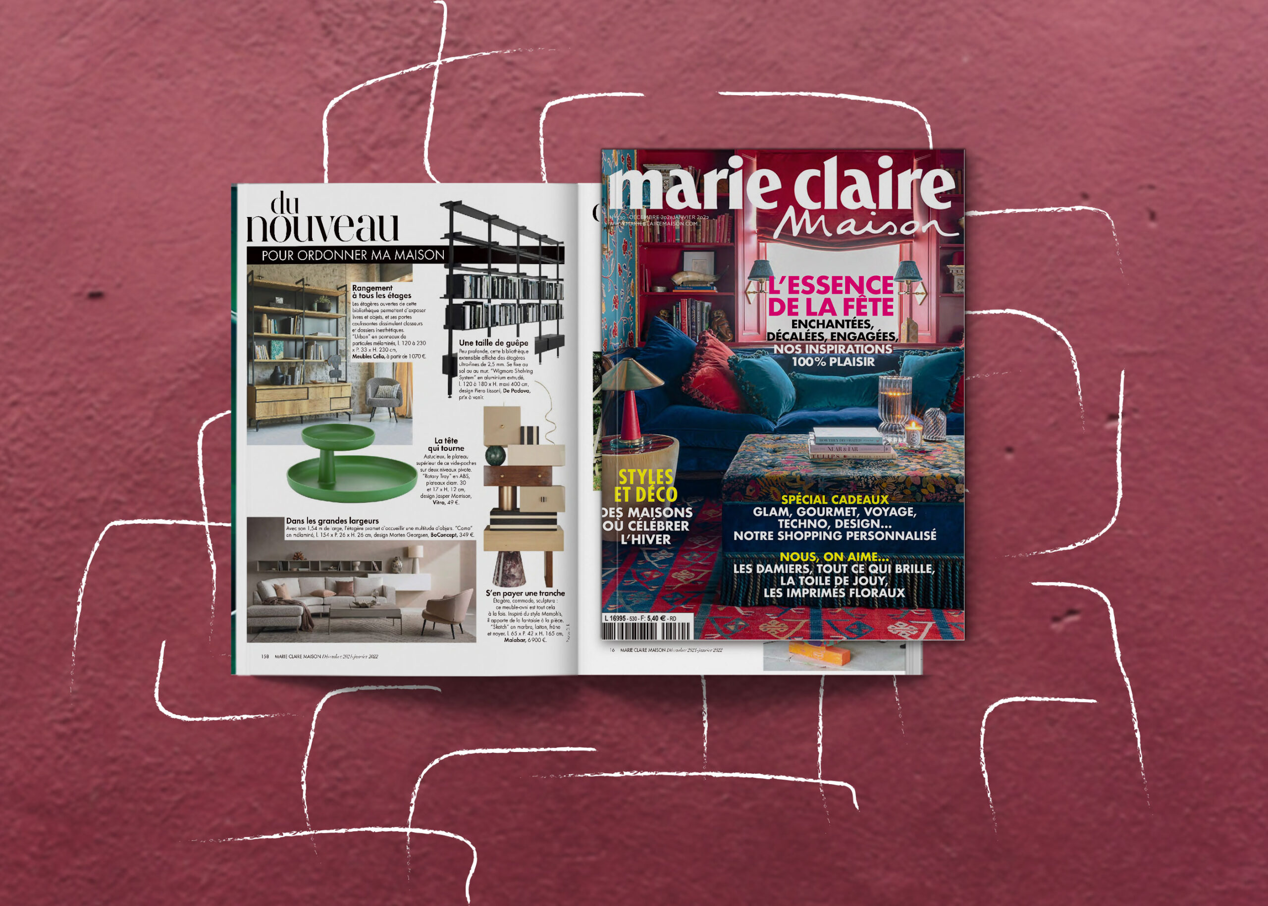 Marie claire with sketch chess of drawers